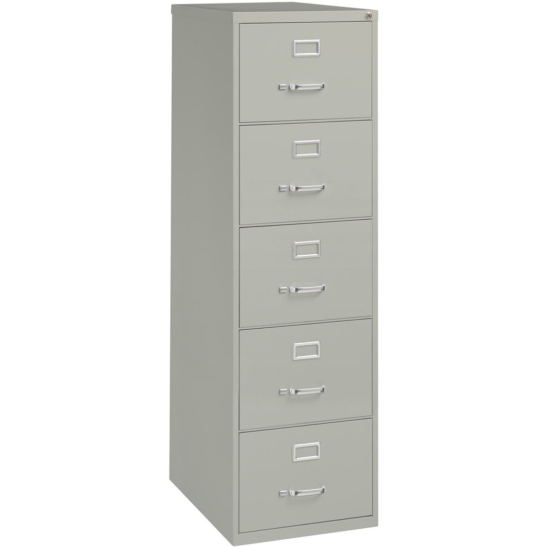 Image of Lorell Vertical File, 5-Drawer, Lgl, 18"x26-1/2"x61-3/8", Lt Gray