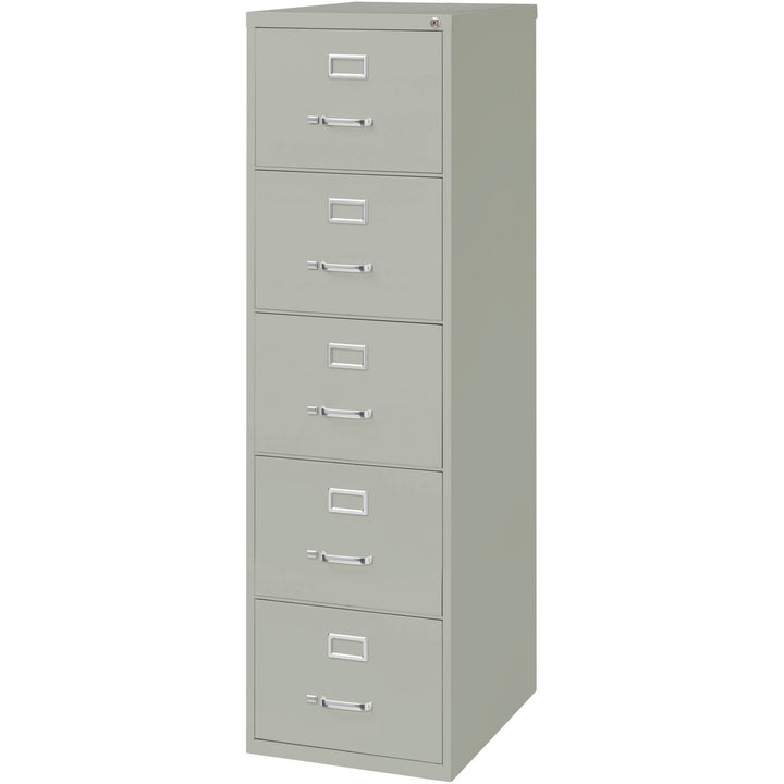 Image of Lorell Vertical File, 5-Drawer, Lgl, 18"x26-1/2"x61-3/8", Lt Gray