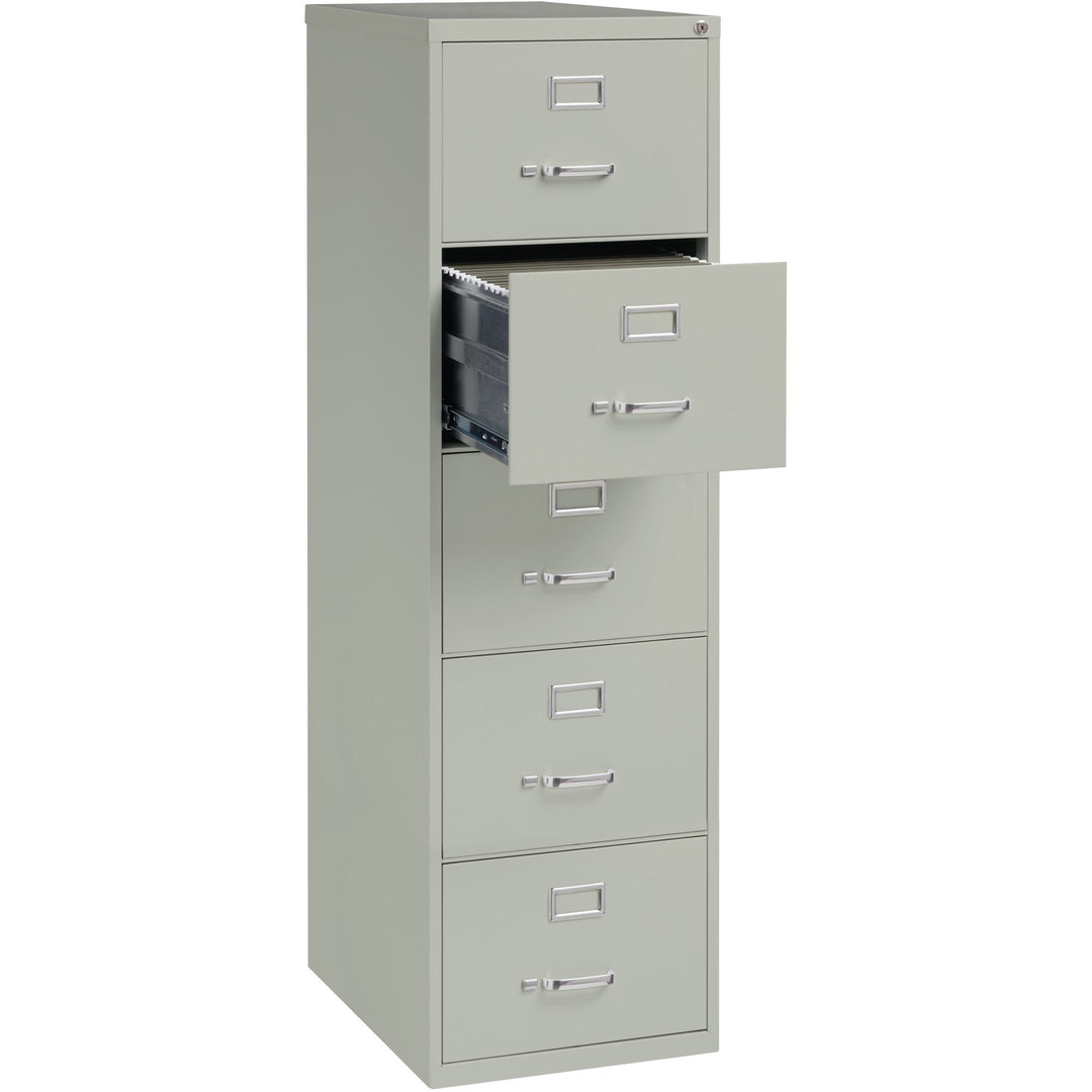 Image of Lorell Vertical File, 5-Drawer, Lgl, 18"x26-1/2"x61-3/8", Lt Gray