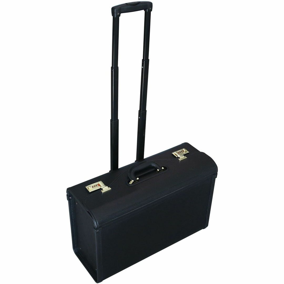 Image of Lorell 61613 Travel/Luggage Case (Roller) Travel Essential, Book, File Folder, Black, Vinyl Body, Handle, 14" H x 22" W x 8" Depth, 1 Each