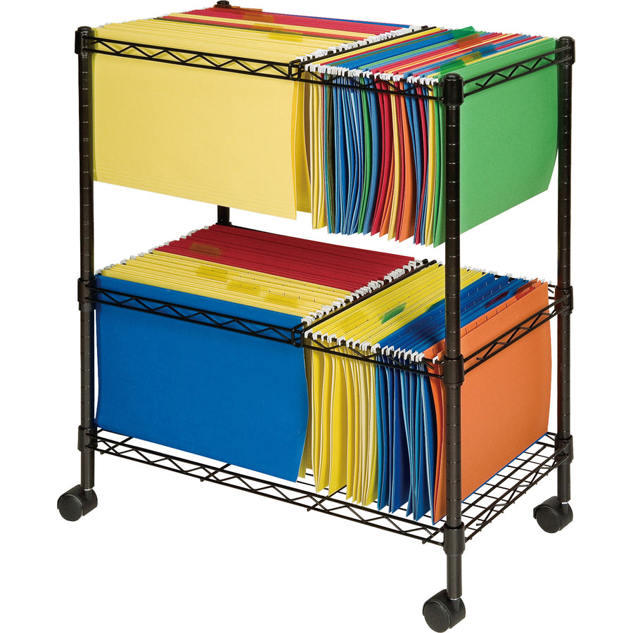 Image of Lorell Mobile Filing Cart, 2-Tier, Ltr/Lgl, 26"x12-1/2"x30", Black