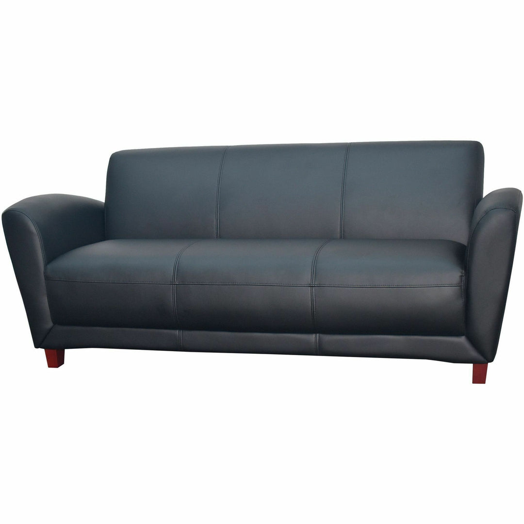 Image of Lorell Reception Sofa, 75"x34-1/2"x31-1/4", Black Leather