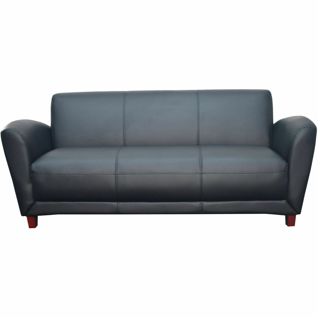 Image of Lorell Reception Sofa, 75"x34-1/2"x31-1/4", Black Leather