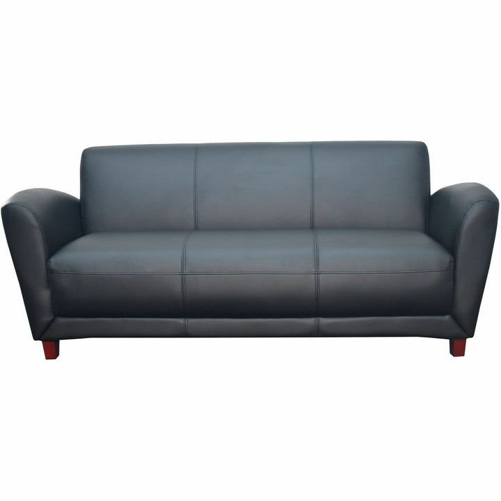 Image of Lorell Reception Sofa, 75"x34-1/2"x31-1/4", Black Leather
