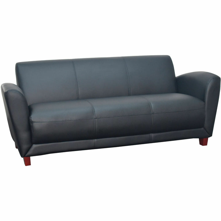 Image of Lorell Reception Sofa, 75"x34-1/2"x31-1/4", Black Leather