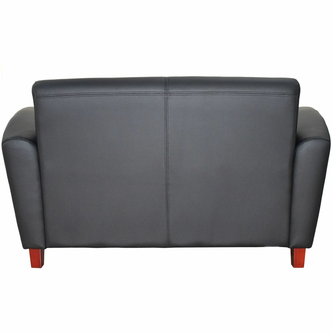 Image of Lorell Reception Loveseat, 55"x34-1/2"x31-1/4", Black Leather