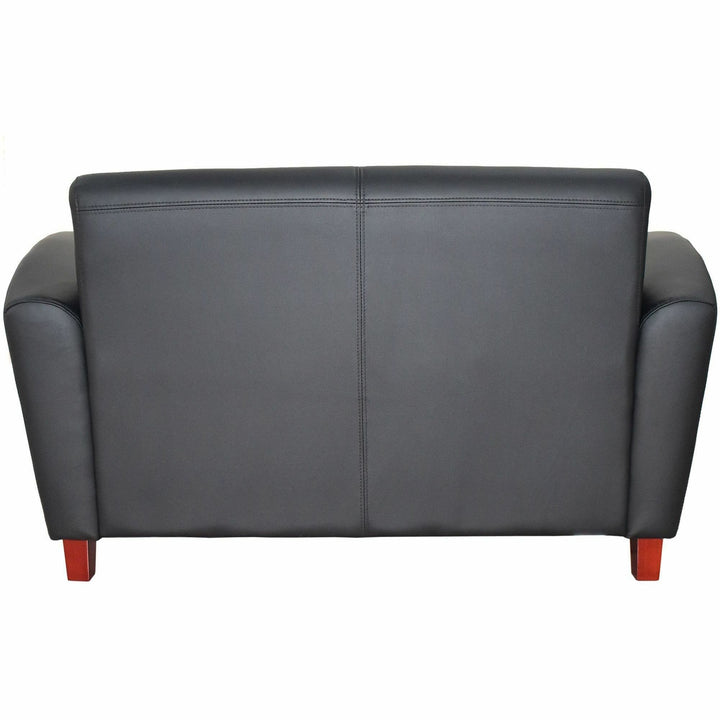 Image of Lorell Reception Loveseat, 55"x34-1/2"x31-1/4", Black Leather