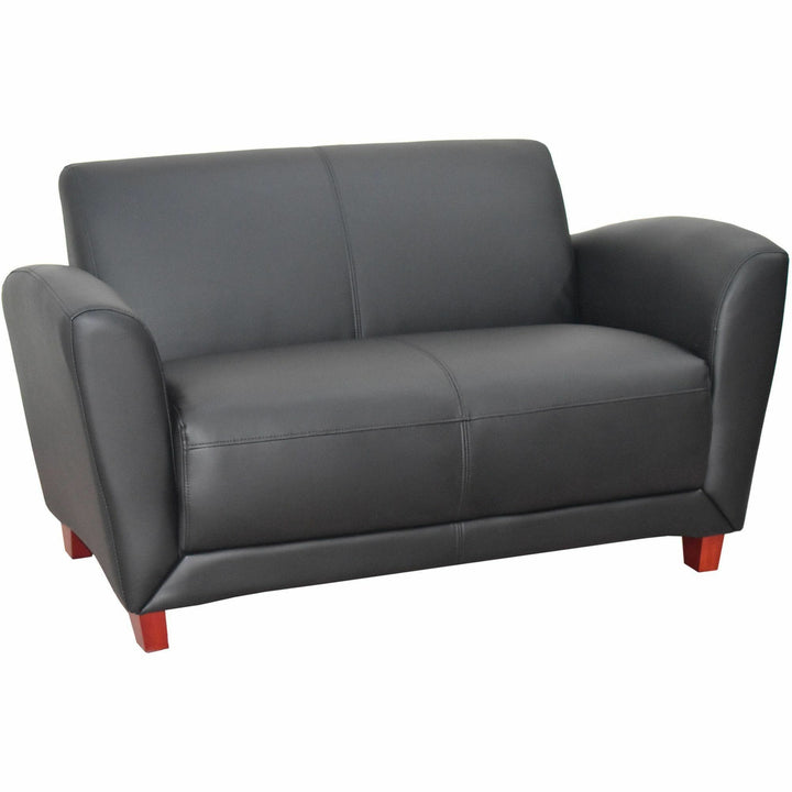 Image of Lorell Reception Loveseat, 55"x34-1/2"x31-1/4", Black Leather
