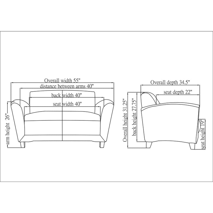 Image of Lorell Reception Loveseat, 55"x34-1/2"x31-1/4", Black Leather