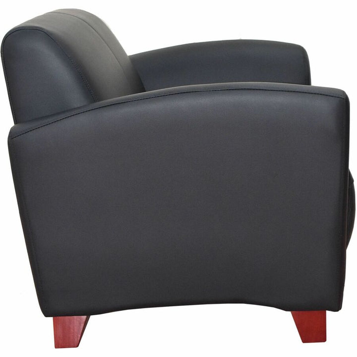 Image of Lorell Reception Loveseat, 55"x34-1/2"x31-1/4", Black Leather