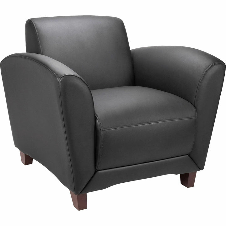 Image of Lorell Reception Chair, Bonded, 36"x34-1/2"x31-1/4", Black Leather