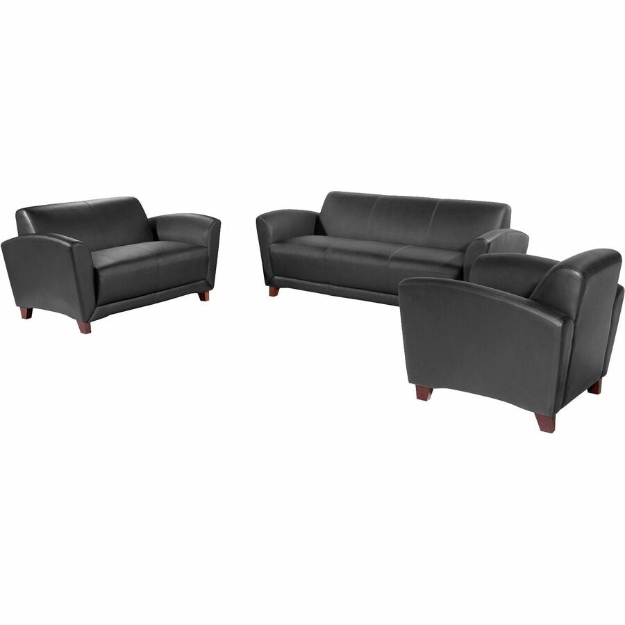 Image of Lorell Reception Chair, Bonded, 36"x34-1/2"x31-1/4", Black Leather