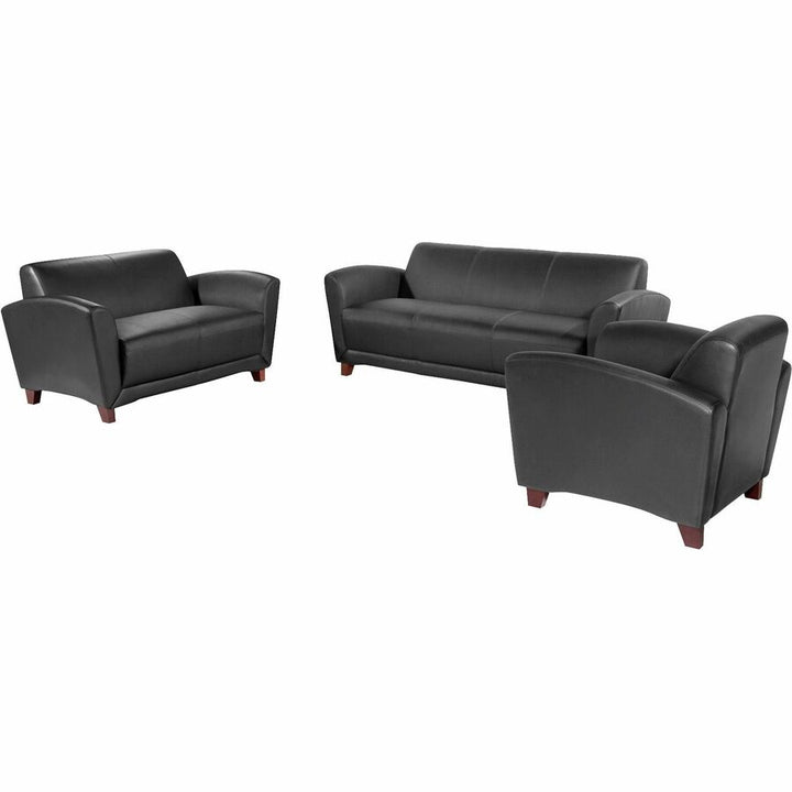 Image of Lorell Reception Chair, Bonded, 36"x34-1/2"x31-1/4", Black Leather