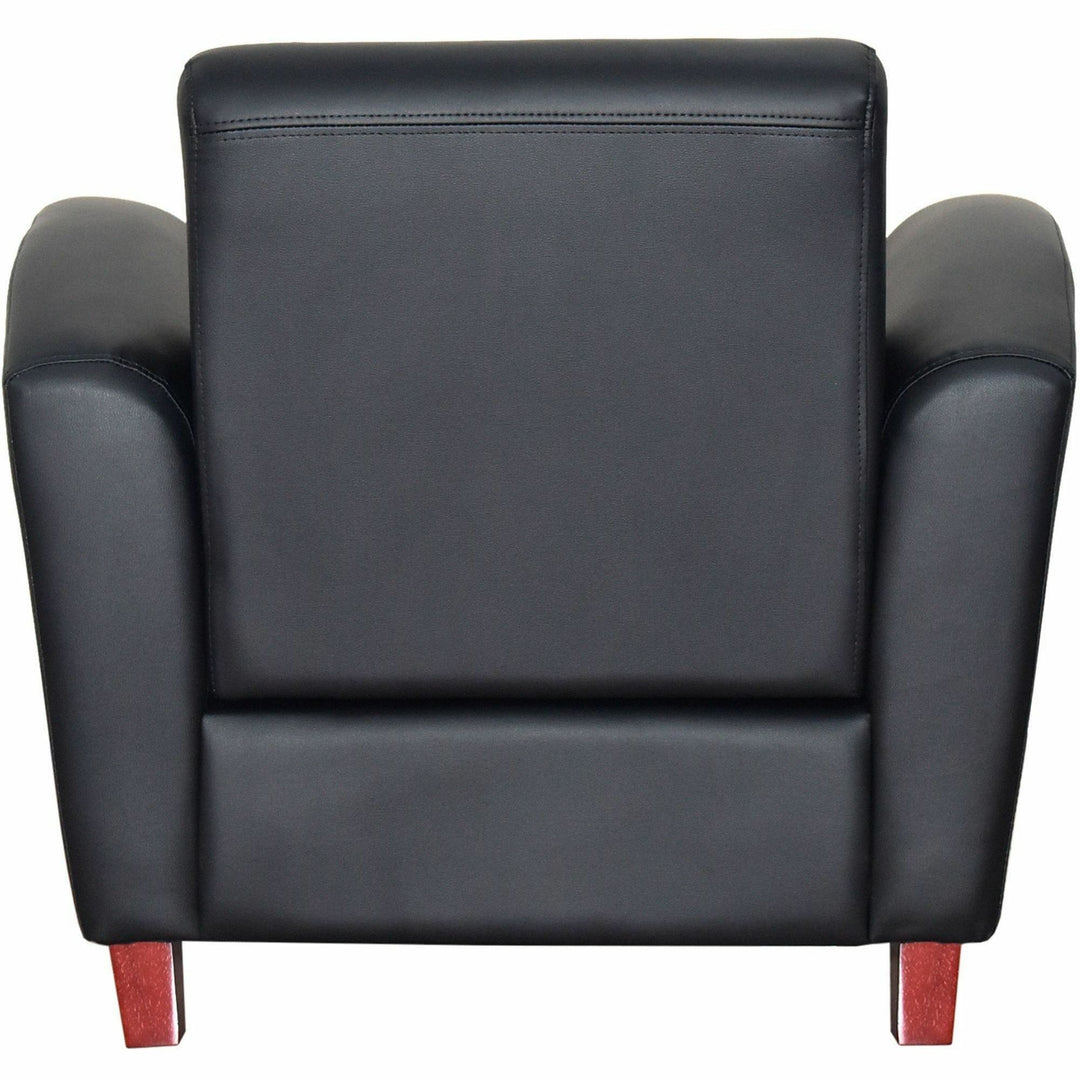 Image of Lorell Reception Chair, Bonded, 36"x34-1/2"x31-1/4", Black Leather