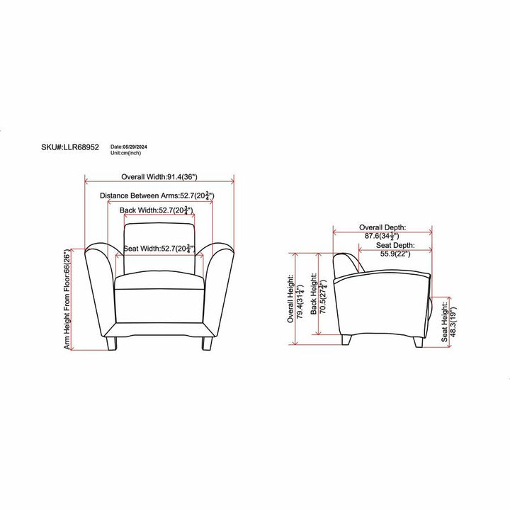 Image of Lorell Reception Chair, Bonded, 36"x34-1/2"x31-1/4", Black Leather