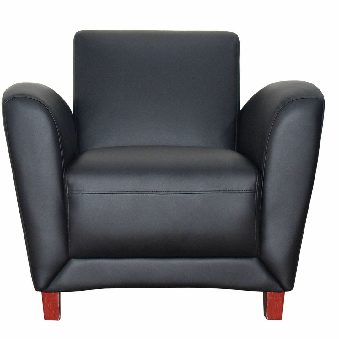 Image of Lorell Reception Chair, Bonded, 36"x34-1/2"x31-1/4", Black Leather