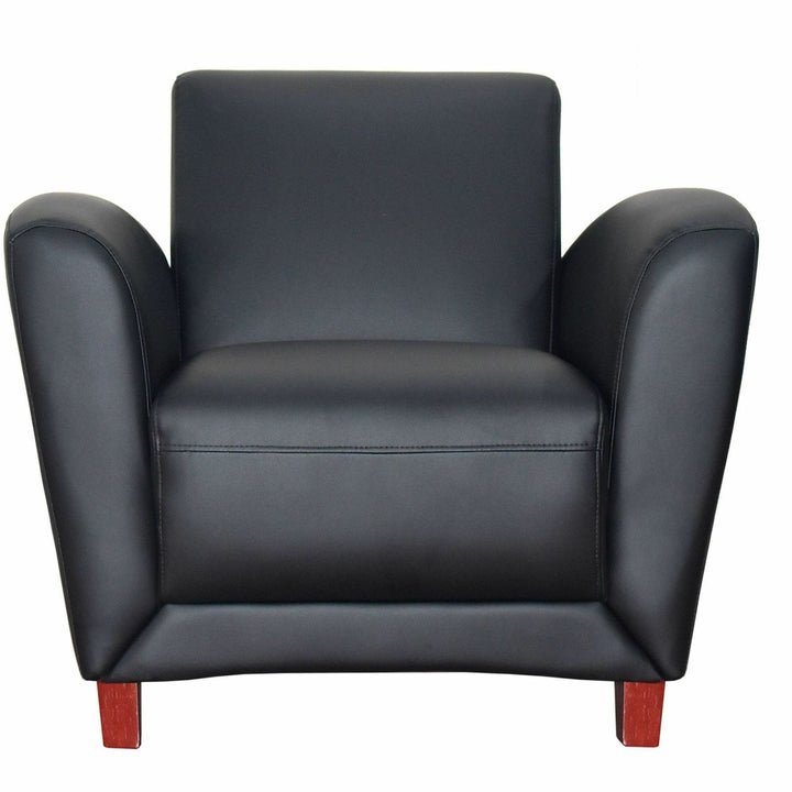 Image of Lorell Reception Chair, Bonded, 36"x34-1/2"x31-1/4", Black Leather