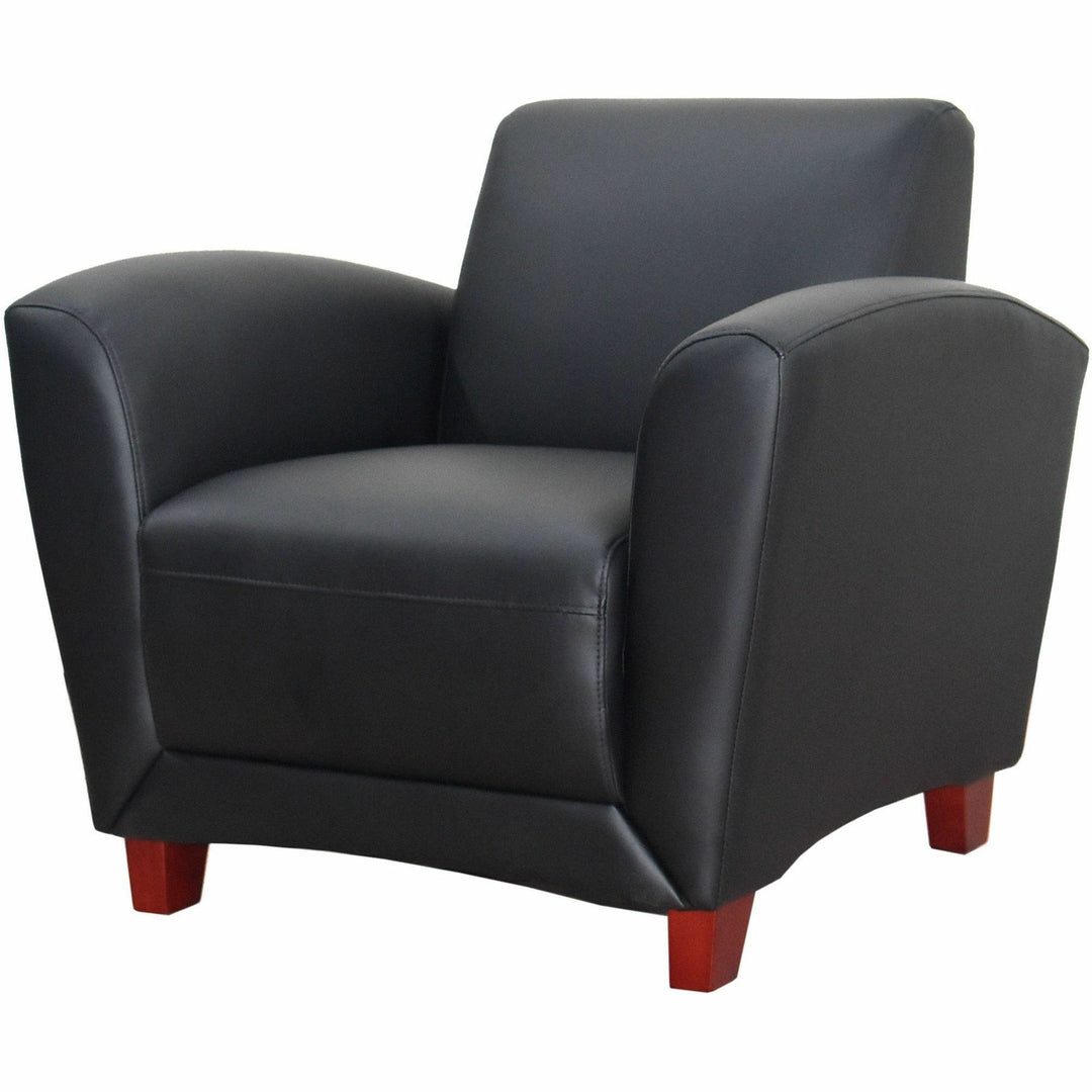 Image of Lorell Reception Chair, Bonded, 36"x34-1/2"x31-1/4", Black Leather