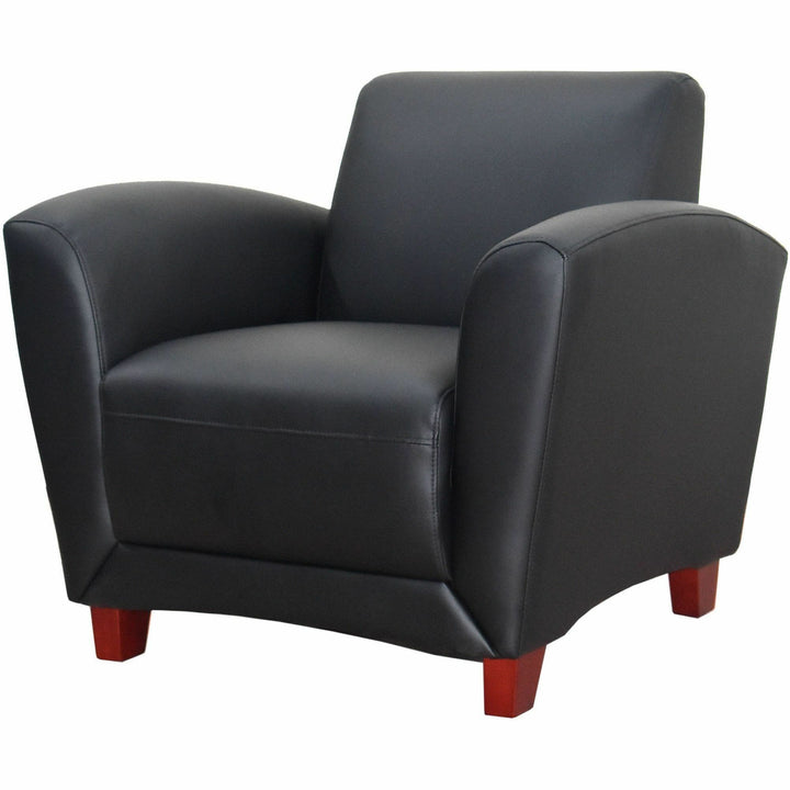 Image of Lorell Reception Chair, Bonded, 36"x34-1/2"x31-1/4", Black Leather