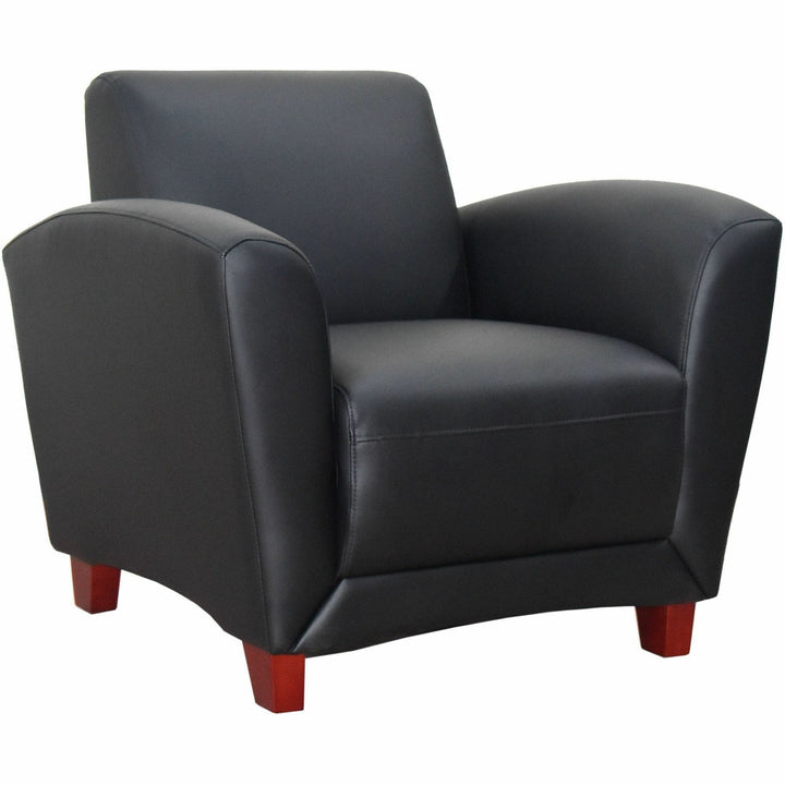 Image of Lorell Reception Chair, Bonded, 36"x34-1/2"x31-1/4", Black Leather