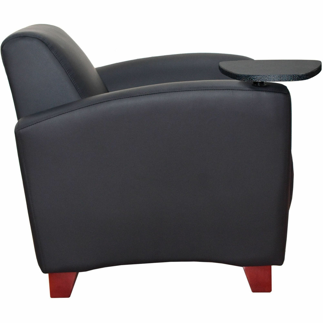 Image of Lorell Club Chair, w/Tablet, 36"x34-1/2"x31-1/4", Black Leather