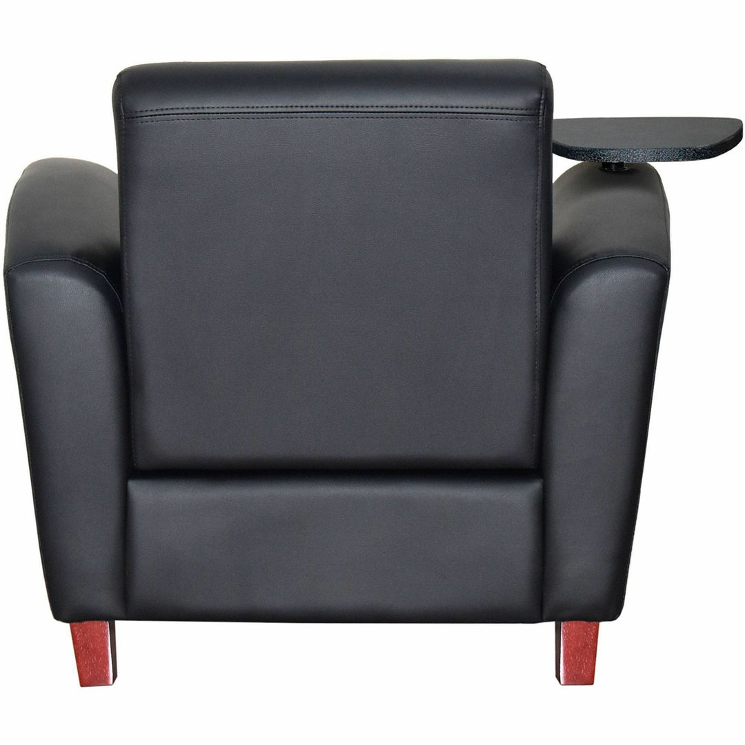 Image of Lorell Club Chair, w/Tablet, 36"x34-1/2"x31-1/4", Black Leather