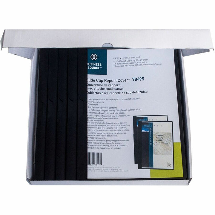 Image of Business Source Report Cover, Side Clip, 30 Sht Cap, 8-1/2"x11", Black