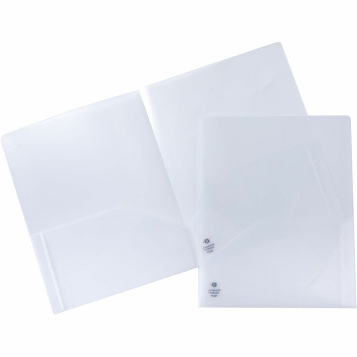 Image of Business Source 78498 Transparent 2-Pocket Portfolios, 8 1/2" x 11", 60 Sheets Capacity, 2 Pocket, Poly, Clear, 5 / Pack