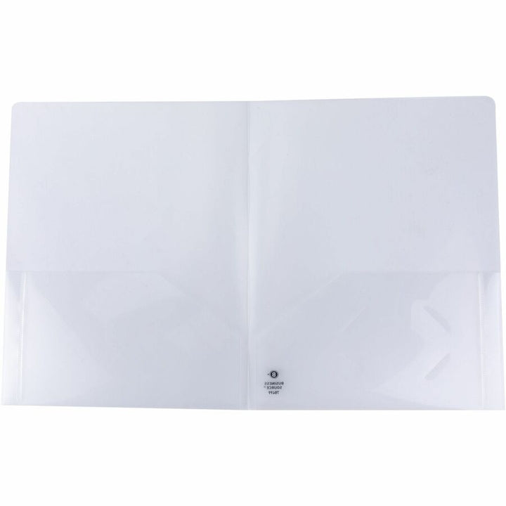 Image of Business Source 78498 Transparent 2-Pocket Portfolios, 8 1/2" x 11", 60 Sheets Capacity, 2 Pocket, Poly, Clear, 5 / Pack