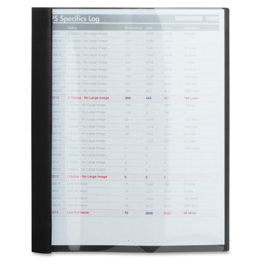 Image of Business Source Report Covers, Clear Front, 1/2" Cap, 8-1/2"x11", 25/BX, BK