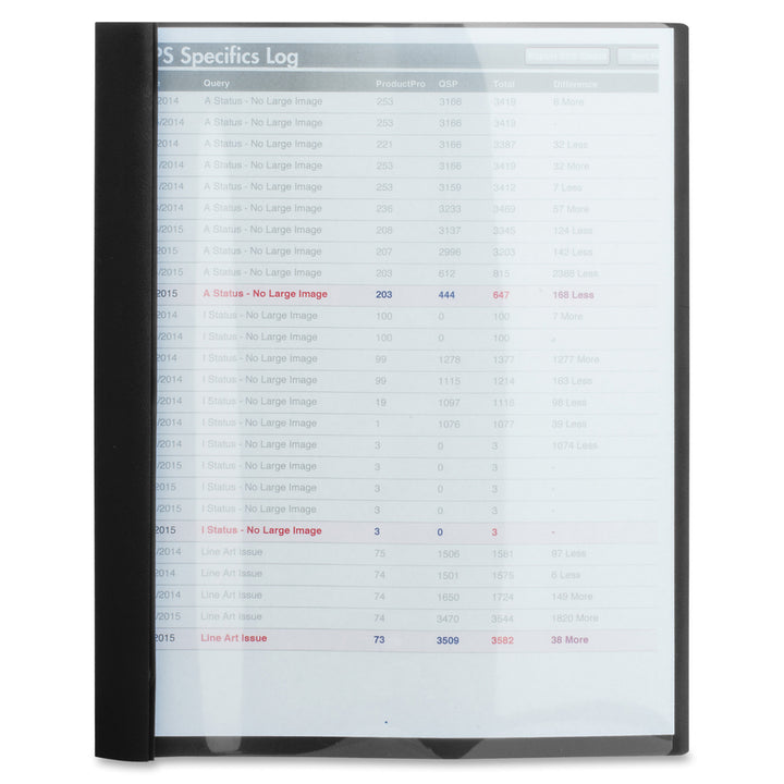 Image of Business Source Report Covers, Clear Front, 1/2" Cap, 8-1/2"x11", 25/BX, BK