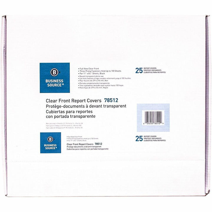 Image of Business Source Report Covers, Clear Front, 1/2" Cap, 8-1/2"x11", 25/BX, BK