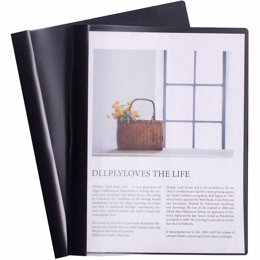 Image of Business Source Report Covers, Clear Front, 1/2" Cap, 8-1/2"x11", 25/BX, BK