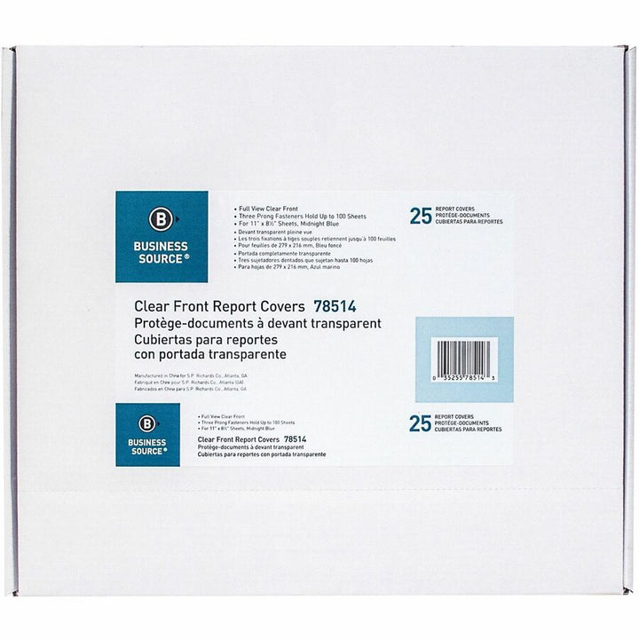 Image of Business Source Report Covers, Clear Front, 1/2" Cap, 8-1/2"x11", 25/BX, DBE