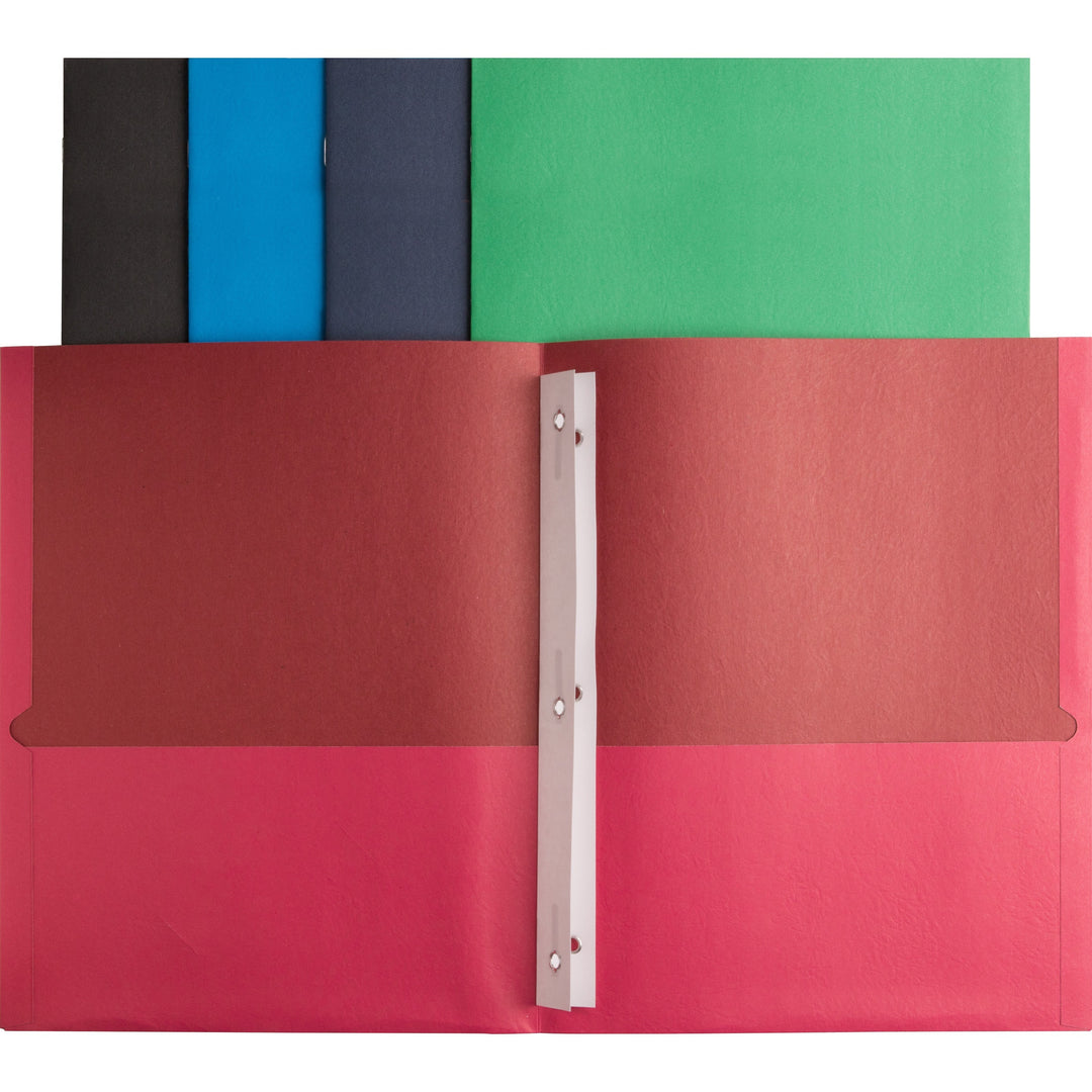 Image of Business Source 2-Pocket Folders, 100 Sh Cap, Ltr, 9-1/2"x11", 25/BX, AST