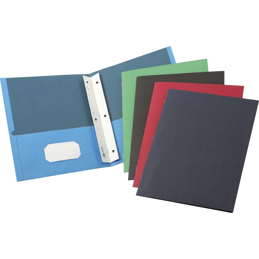 Image of Business Source 2-Pocket Folders, 100 Sh Cap, Ltr, 9-1/2"x11", 25/BX, AST