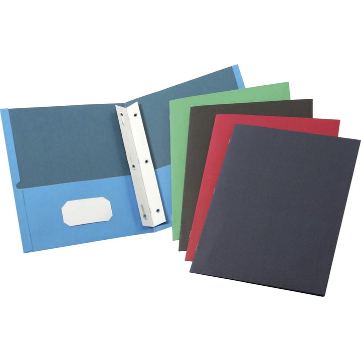 Image of Business Source 2-Pocket Folders, 100 Sh Cap, Ltr, 9-1/2"x11", 25/BX, AST