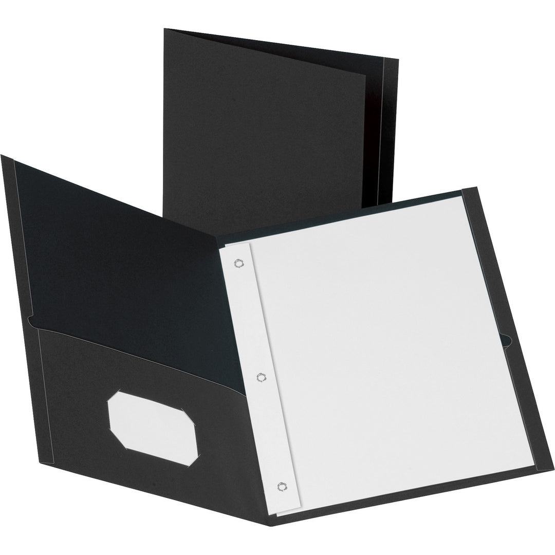 Image of Business Source 2-Pocket Folders, 100 Sh Cap, Ltr, 9-1/2"x11", 25/BX, BK