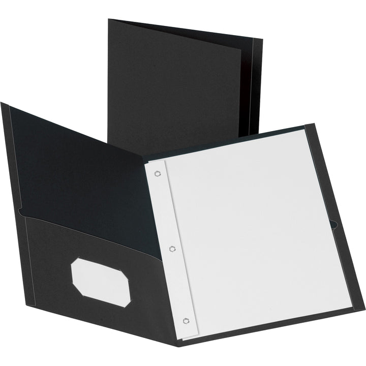 Image of Business Source 2-Pocket Folders, 100 Sh Cap, Ltr, 9-1/2"x11", 25/BX, BK