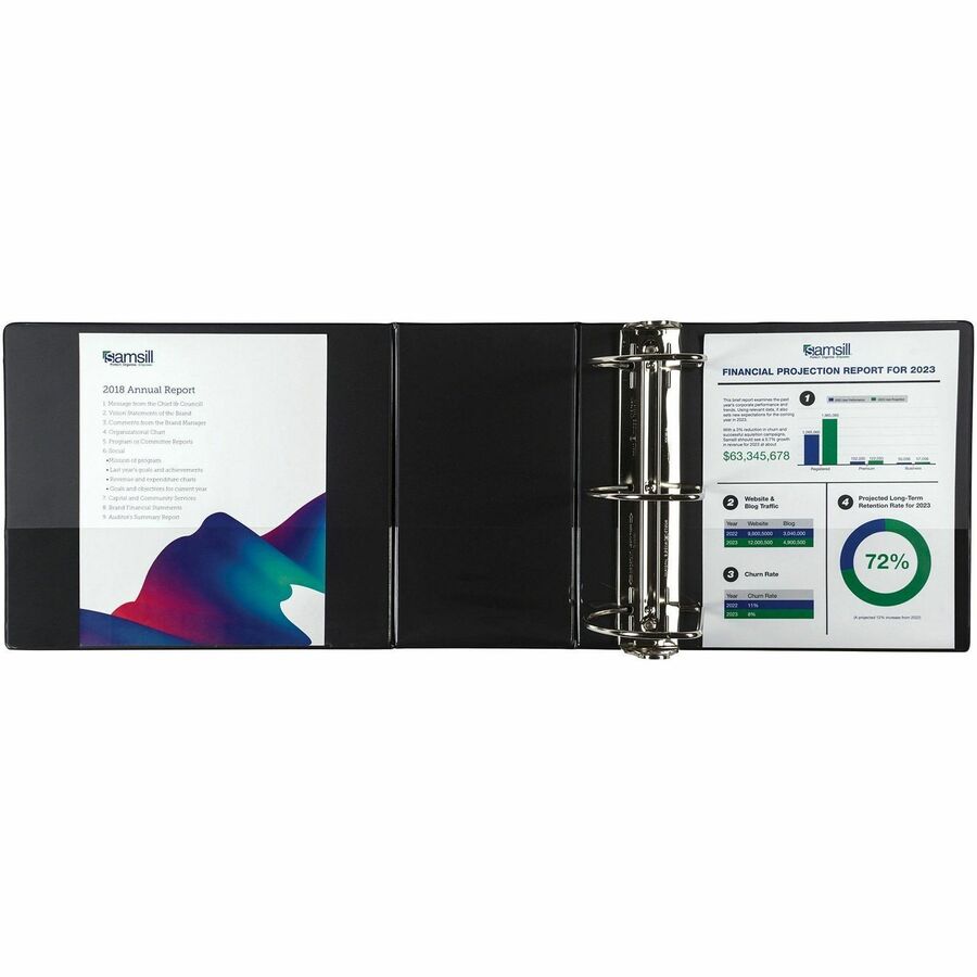 Image of Samsill® Nonstick D-Ring View Binder, 3 Rings, 6" Capacity, 11 X 8.5, Black