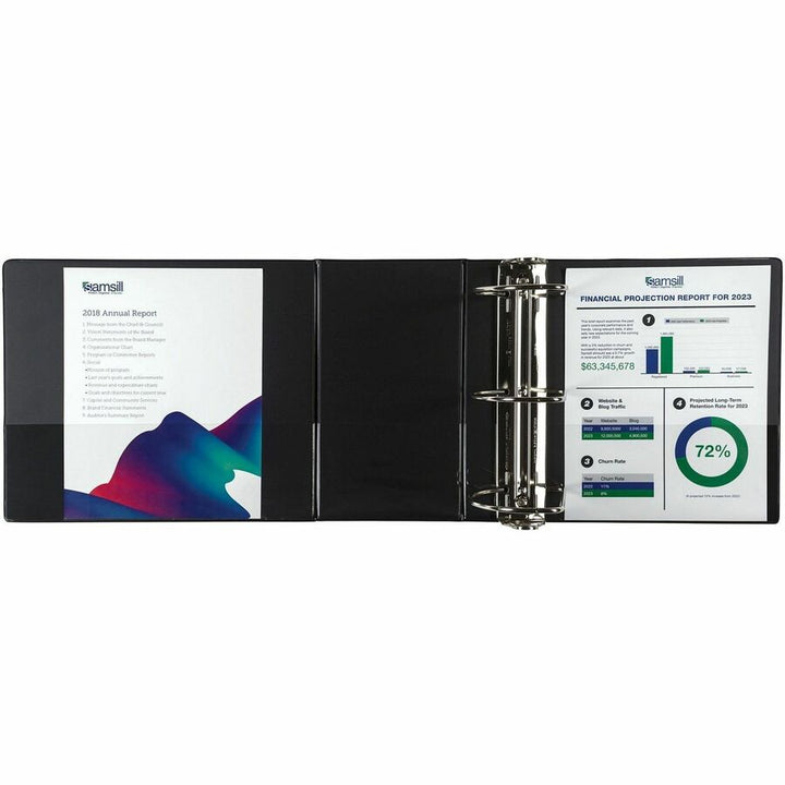 Image of Samsill® Nonstick D-Ring View Binder, 3 Rings, 6" Capacity, 11 X 8.5, Black