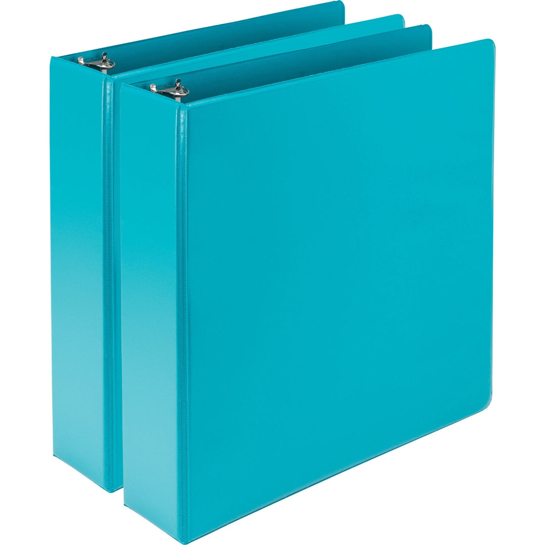 Image of Samsill® Earth's Choice Plant-Based Durable Fashion View Binder, 3 Rings, 2" Capacity, 11 x 8.5, Turquoise, 2/Pack