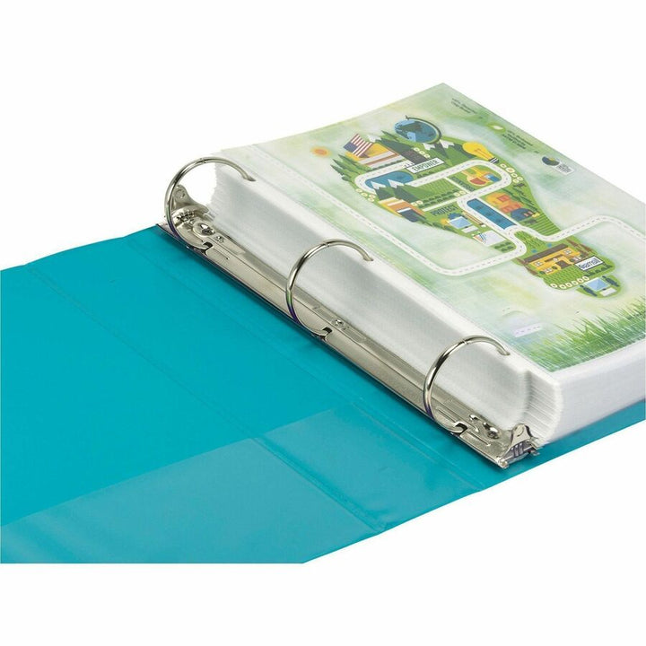 Image of Samsill® Earth's Choice Plant-Based Durable Fashion View Binder, 3 Rings, 2" Capacity, 11 x 8.5, Turquoise, 2/Pack