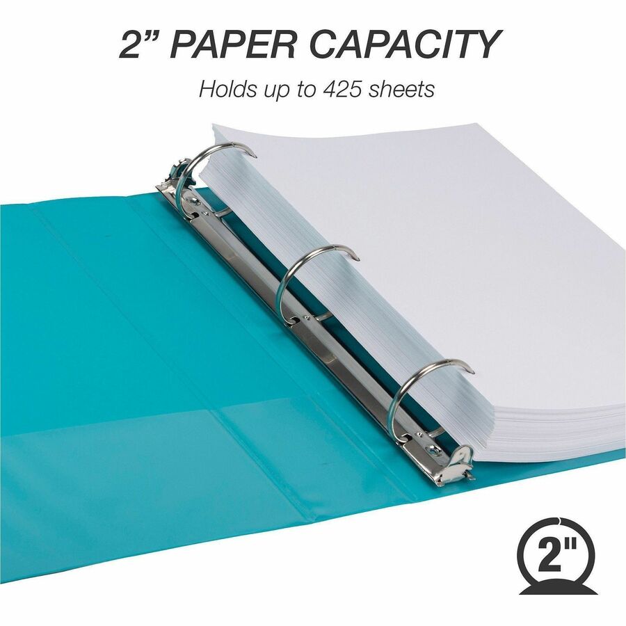 Image of Samsill® Earth's Choice Plant-Based Durable Fashion View Binder, 3 Rings, 2" Capacity, 11 x 8.5, Turquoise, 2/Pack