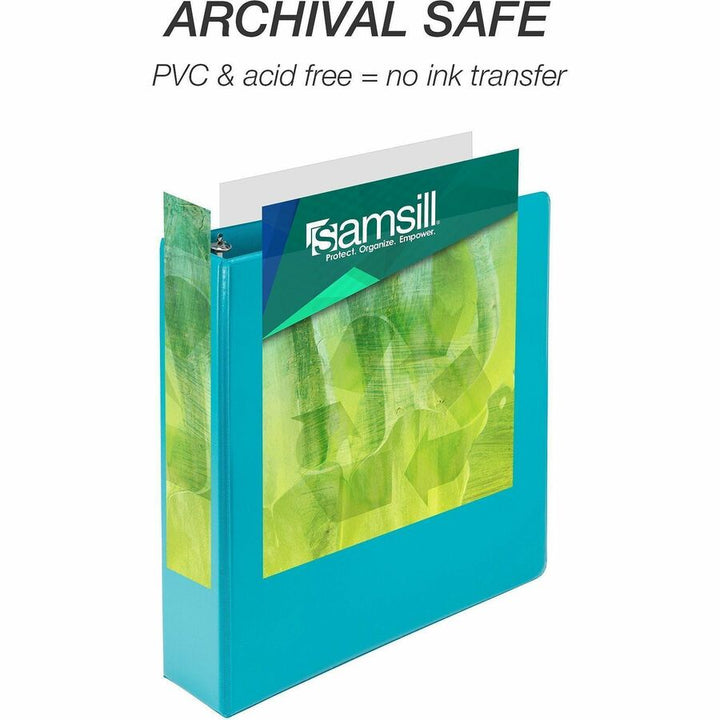Image of Samsill® Earth's Choice Plant-Based Durable Fashion View Binder, 3 Rings, 2" Capacity, 11 x 8.5, Turquoise, 2/Pack