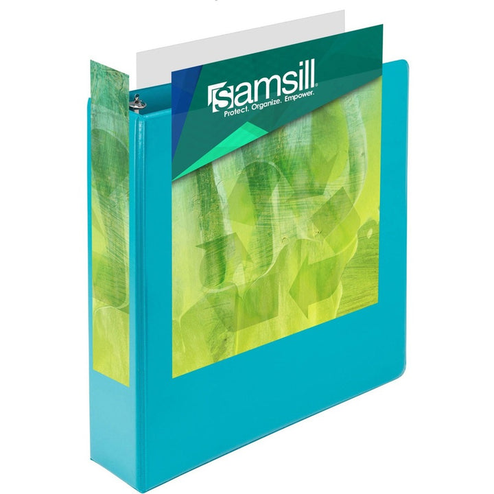 Image of Samsill® Earth's Choice Plant-Based Durable Fashion View Binder, 3 Rings, 2" Capacity, 11 x 8.5, Turquoise, 2/Pack