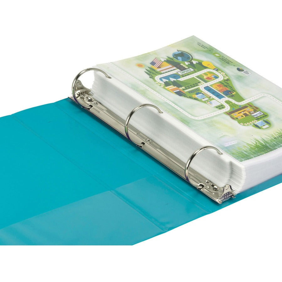 Image of Samsill® Earth's Choice Plant-Based Durable Fashion View Binder, 3 Rings, 2" Capacity, 11 x 8.5, Turquoise, 2/Pack