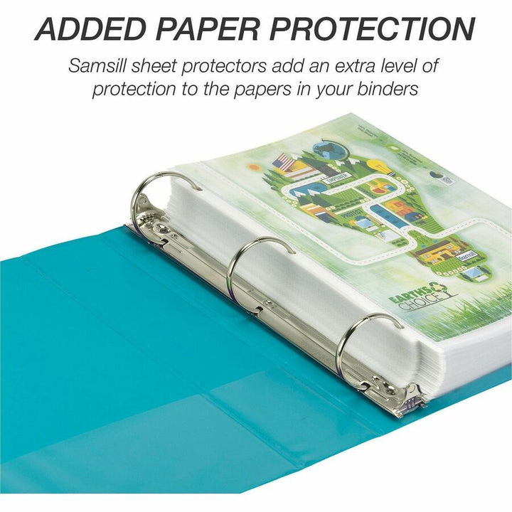 Image of Samsill® Earth's Choice Plant-Based Durable Fashion View Binder, 3 Rings, 2" Capacity, 11 x 8.5, Turquoise, 2/Pack