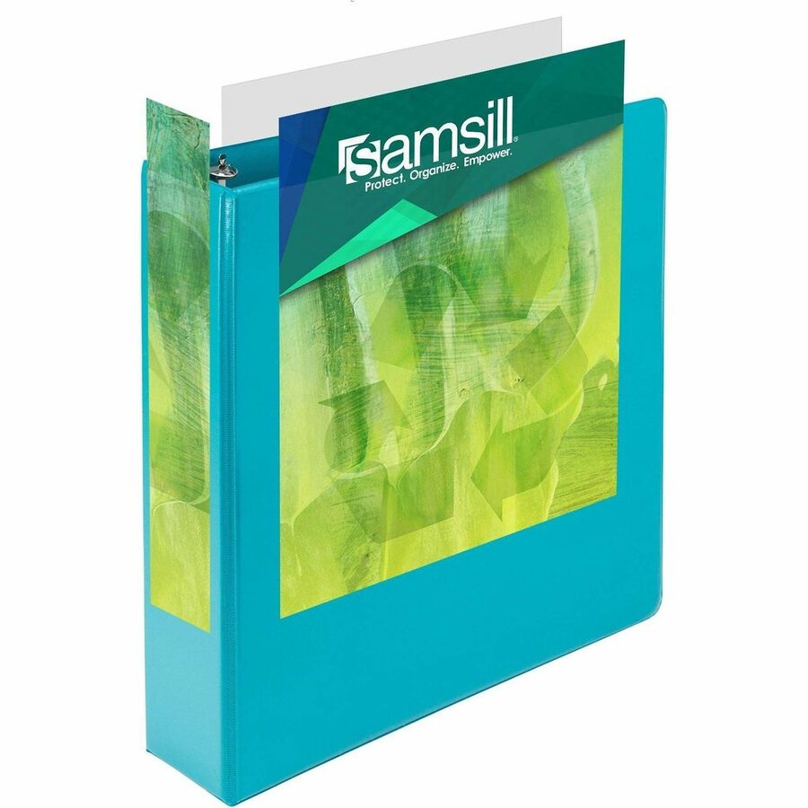 Image of Samsill® Earth's Choice Plant-Based Durable Fashion View Binder, 3 Rings, 2" Capacity, 11 x 8.5, Turquoise, 2/Pack