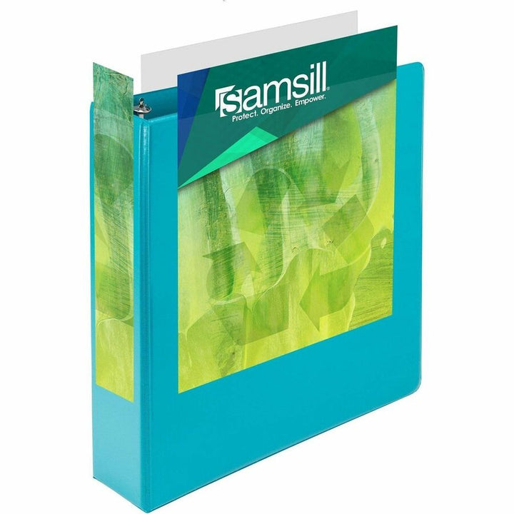 Image of Samsill® Earth's Choice Plant-Based Durable Fashion View Binder, 3 Rings, 2" Capacity, 11 x 8.5, Turquoise, 2/Pack